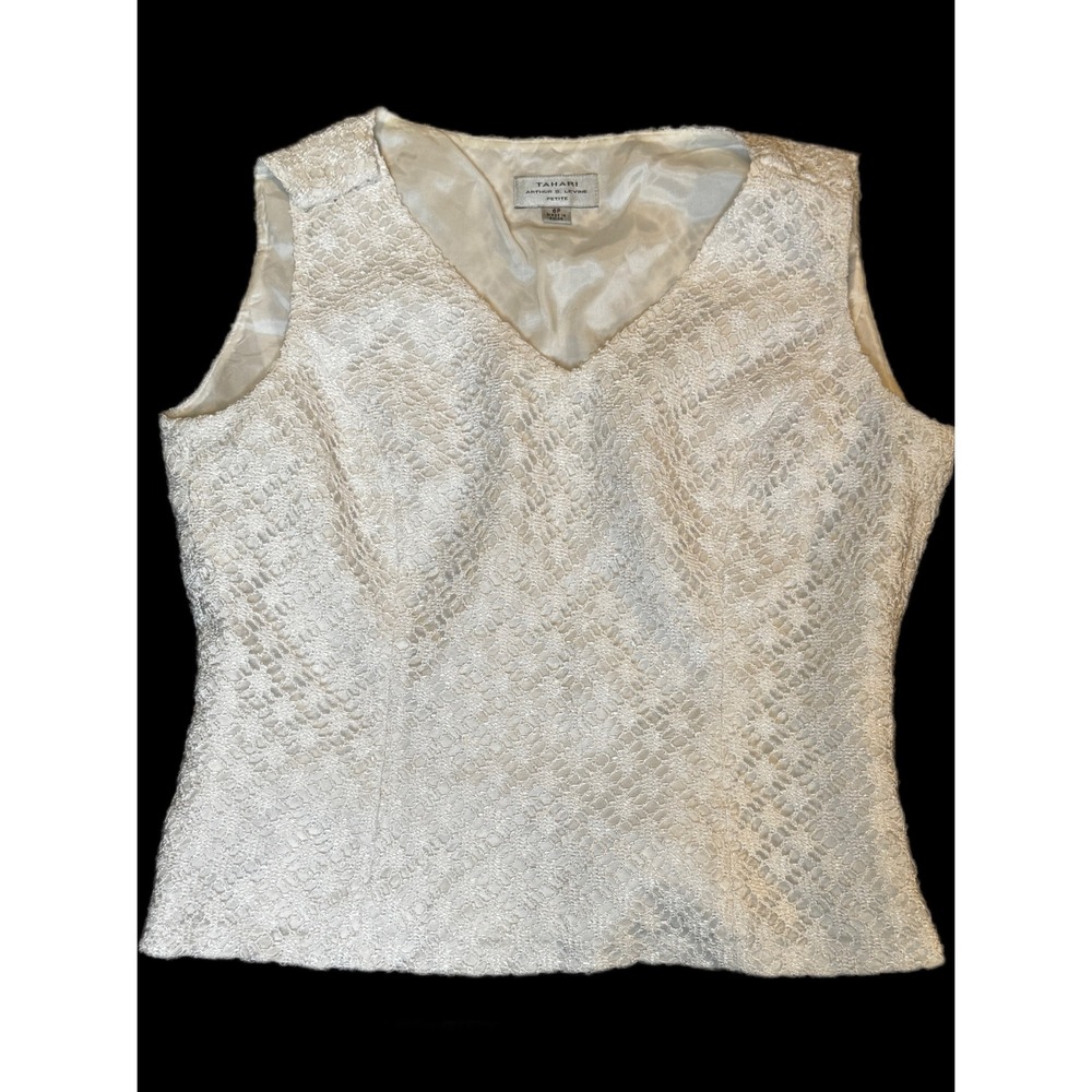 Tahari Arthur S. Levine Petite 6P‎ Sleeveless Textured Tank Top Women's Side Zip
